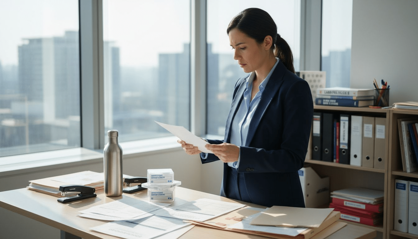 HR manager reviews drug testing checklist in office