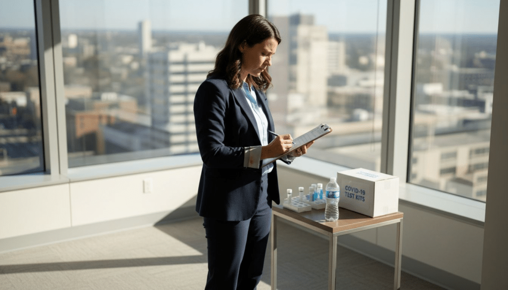 Compliance officer checks drug screening setup