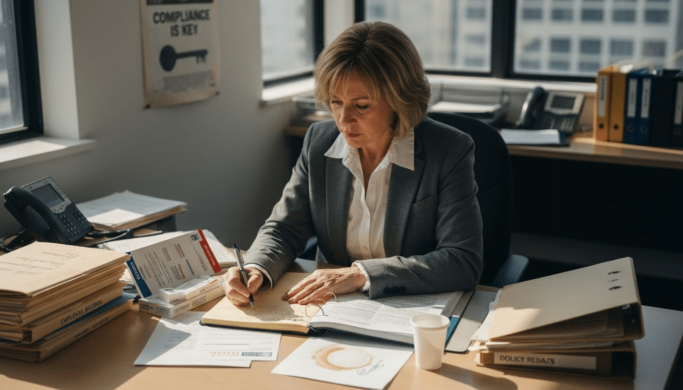 Compliance officer reviews drug test kit options