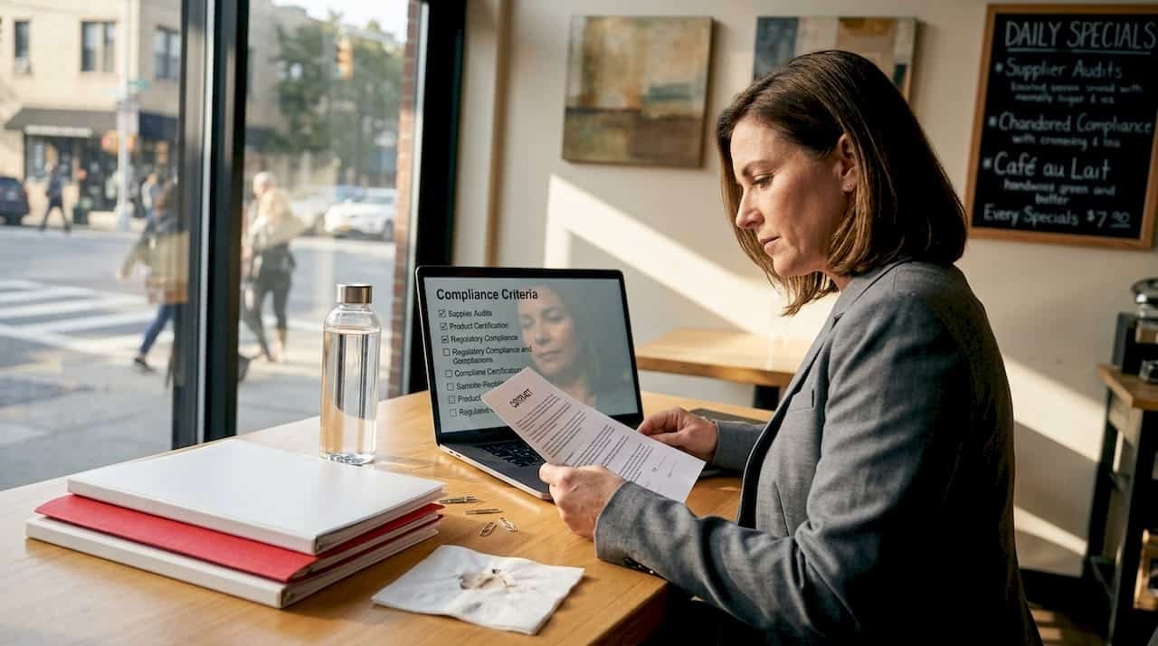 Procurement manager reviewing compliance documents